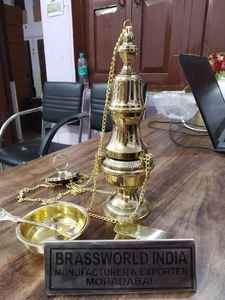 Conjunto de incienso de Latón chapado en oro, conjunto de incienso thurible - Product Image 2