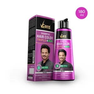 VCARE Sampo Warna Rambut Tripel PLUS-Hitam-Warna Tampak Alami, Jumlah Besar Pemasok Sampo Warna Rambut India.