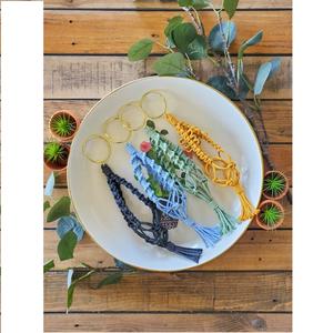 Cintre de plante de voiture en macramé fait à la main cintre de plante à la mode avec des perles de champignon élégantes accessoires de miroir de qualité supérieure du produit - Product Image 4