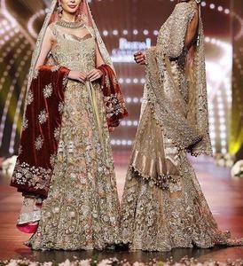 Atiya libas ดีไซเนอร์อินเดีย/ปากีสถานความยาวถึงพื้นชุด lehenga choli การเย็บปักถักร้อยหนักสำหรับงานแต่งงาน-วัสดุอะซิเตท - Product Image 1