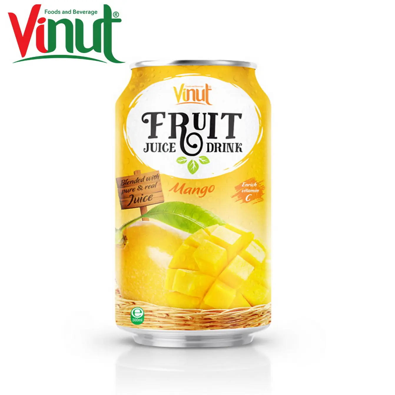 300ml VINUT Can (Tinned) Original Taste Mango Juice Factory Mixed container max 8 flavors low sugar BRC Certified