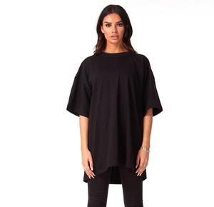 100% algodón Mujer moda calle ropa unisex de gran tamaño algodón orgánico o cuello caída hombro entrenamiento línea larga Camiseta estampada - Product Image 5