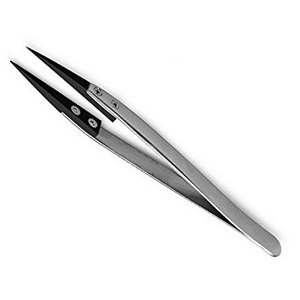 Pincettes noires en céramique à visée droite pour le soudage électronique avec poignée en acier inoxydable pincettes noires à bord pointu - Product Image 3