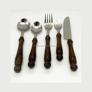 Ensemble de couverts de luxe en acier inoxydable, 10 pièces, manche en bois, style Royal, vaisselle de table, service fait à la main - Product Image 6