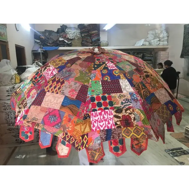 Paraguas de jardín indio étnico hecho a mano, grande, decorativo, Tribal, bohemio