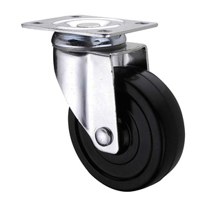 Ready to Ship <strong>3</strong> Inch Light Duty Black Manufacture <strong>Rubber</strong> <strong>Wheels</strong> Small Size FIXED Cart Castors - Product Image 2