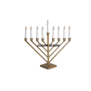 Bougeoir Menorah en laiton fait à la main de haute qualité Design Unique église argent décoration d'événement indien meilleur vendeur autre - Product Image 1