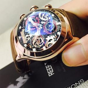 Montres de sport pour hommes Reef Tiger avec cadran squelette chronographe Date trois compteurs <span class=keywords><strong>montre</strong></span> en acier lumineuse RGA792 - Product Image 3