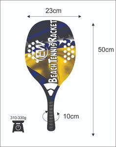 Raquettes de beach tennis avec face de 20 mm, poids de 310-330 g, longueur de 50 cm, poignée en carbone et filet en fibre de carbone - Product Image 3