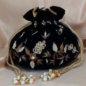 Chic Zari Travail Soie Potli Pour Femmes Sacs De Mariage De Mariée Soirée Potli Sac Pour Femmes De Luxe Designer Accessoire Pour Les Mariages - Product Image 1