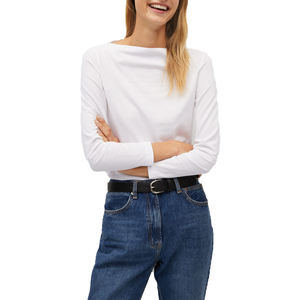 Camiseta de Cuello Redondo Lisa Barata al por Mayor, Ropa de Manga Larga Personalizada para Mujer, Estilo OEM Nuevo - Product Image 2