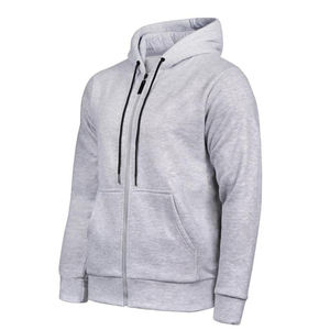 100% Cotton Custom Printed Men's Full Sleeves Winter <b>Zippered</b> Fleece <b>Hoodies</b> Hooded Collar Pocket Solid Pattern Quick Dry - Product Image 4