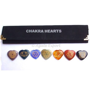 Ensemble de cristal naturel à 7 chakras et pierre d'agate Style Feng Shui avec symbole du cœur Sculpture thème Reiki pour l'amour et l'harmonie - Product Image 2