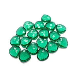 Groothandel Leverancier Match Paar Emerald Quartz Facet Hart Vorm Size 19X19MM Cabochon Edelsteen