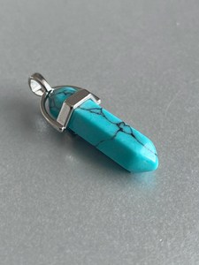 Collier de 18 pouces en argent Sterling 92.5, bleu Turquoise véritable, Double pointe en forme de crayon, cadeau pour femmes, vente en gros - Product Image 2