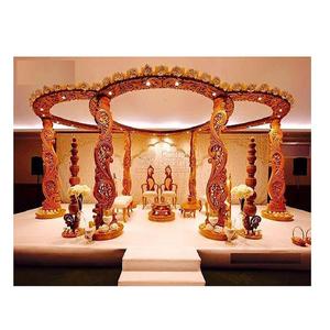 ชุดผ้าปูเตียงลายใบไม้สำหรับงานแต่งงานสไตล์เอเชียแมนดัปแบบเส้นใยสไตล์ใบไม้สีทอง - Product Image 1