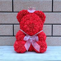 BLH mahkota bunga sabun bahan PE alami, mahkota berlian Teddy Bear hadiah Hari Valentine dengan kotak hadiah mewah 38cm