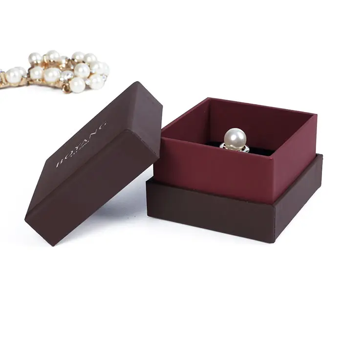 Caja de anillo de compromiso de lujo, diseño personalizado, inserto de espuma
