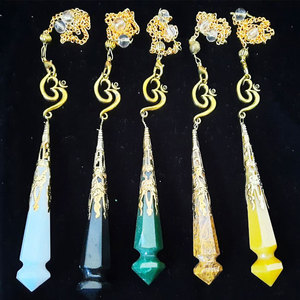 Pierre précieuse Unique Conique Pierre précieuse Cristal Pendule en métal avec capuchon en métal - Product Image 1