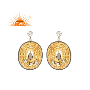 925 <b>Sterling</b> <b>Silver</b> Natural Smoky Quartz & Crystal Quartz Gemstone Dangle <b>Earring</b> For <b>Women</b> Jewelry Manufacturer - Product Image 1