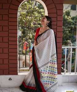 Saree en soie kanchipuram pour soirée mariage indien dernier créateur banarasi sari en coton et soie avec chemisier vêtements pour dames grossiste de vêtement - Product Image 5