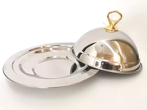 Platos de servicio de comida a la moda para el hogar, bandeja de servicio para Hotel y restaurante, Plato decorativo de Metal plateado de acero inoxidable - Product Image 2