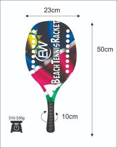 Raquettes de beach tennis avec face de 20 mm, poids de 310-330 g, longueur de 50 cm, poignée en fibre de carbone et filet en fibre de verre carbone - Product Image 1