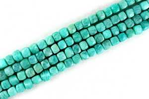 8 \ "Long 1 Brin Facettes Cube Forme Naturel Amazonite Perles Vert Pierre Précieuse pour Bracelet Fait Main Collier Bijoux - Product Image 4