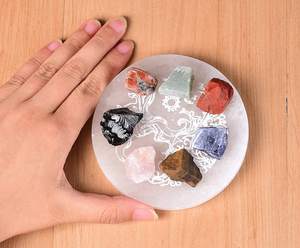 จานแกะสลักหินซีลีเนียมขนาด4นิ้ว,แผ่นแกะสลักหินวิญญาณคริสตัลบำบัดแบบพุทธ1สีและของสะสมแบบยุโรป - Product Image 3