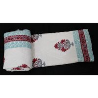 Seprai katun organik India Jaipuri Razai selimut buatan tangan reversibel blok cetak bunga etnik dekorasi rumah lempar