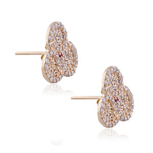 Pendientes de oro amarillo sólido de 14k con piedras preciosas de Rubí, joyería hecha a mano, con cierre de tuerca - Product Image 3