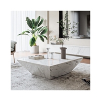 Table basse moderne en marbre, meuble de Table centrale en pierre naturelle blanche, salon