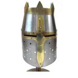 铁制十字军装甲头盔，黄铜装复古古董收藏品装甲头盔定制