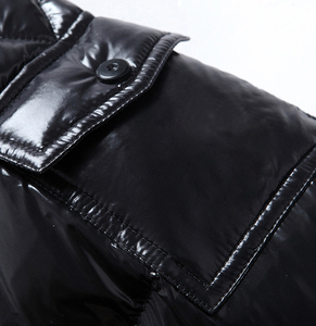 Chaqueta bomber de vuelo personalizada con correas y bolsillo en el brazo izquierdo, abrigos de vuelo personalizados, chaqueta acolchada negra para hombre - Product Image 4