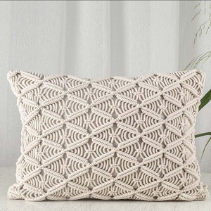 New <b>Design</b> Boho Jacquard Handmade Eco-Friendly 100% Cotton Home Decorative Pillow Case Square Shape Knitted Vintage Pattern - Product Image 5