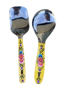 Cuchara de servicio de mango largo de acero inoxidable, cucharas de servicio pintadas a mano - Product Image 5