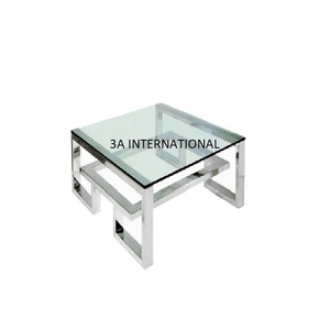 โต๊ะเหล็กสีเงินสำเร็จรูปพร้อมกระจกวางบนโต๊ะกลางโต๊ะเครื่องใช้ในบ้านโต๊ะกาแฟสำเร็จรูปสีเงินดีไซน์ทันสมัย - Product Image 4