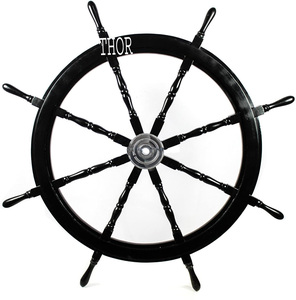 ของสะสมการเดินเรือเรือไม้เรือล้อ36 "นิ้วพวงมาลัยตกแต่งผนัง - Product Image 3