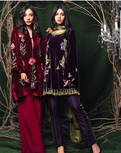 NEW EMBROIDERY WITH CRYSTAL GLASS BEADS,DABKA, RESHAM WORK ON VELVET KAMEEZ ,BROCADE <b>PANT</b> DRESS for Party-WEAR /WEDDING@ 2022 - Product Image 1