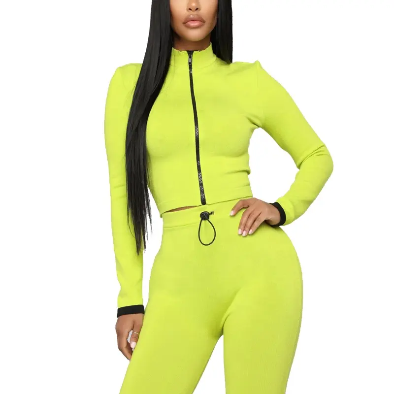 Neon Groen Roze Trainingspak Vrouwen Tweedelige Set Top En Broek Zweetkostuums Biker Shorts Joggers Tweedelige Set Vrouwen kleding