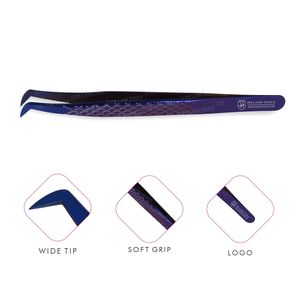 Pinzas de extensión de pestañas diseños de corte de diamante en colores morados, pinzas de extensión de pestañas de alto volumen pinzas de pestañas de punta ancha - Product Image 1