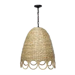 Cozy bedroom water hyacinth lamp wall mounted straw hand woven lamps vintage brown home decor
