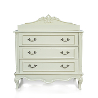 Tocador con 3 cajones, color crema pintado de madera maciza, muebles de guardería hechos a mano de Indonesia