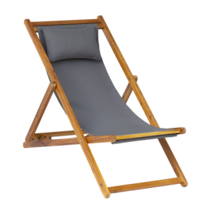 Silla plegable moderna de madera para exteriores con reposacabezas de lona y almohada, muebles elegantes para exteriores - Product Image 2
