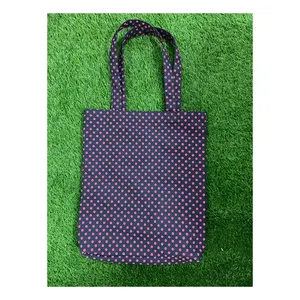 Custom Order Accepted Medium Size Classic Design Dot Printed Canvas Cotton Bags for Women's for Wholesale Buyers