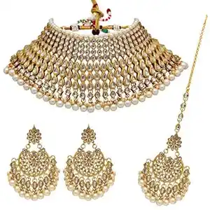 Bijoux批发非洲大印度婚礼美丽的Kundan choker珠宝套装