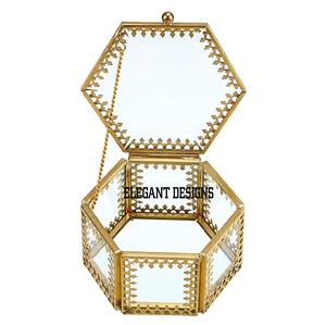 Joyero de Metal de seis compartimentos con forma Rectangular de alta calidad chapado en oro, joyero decorativo, joyero más vendido - Product Image 2