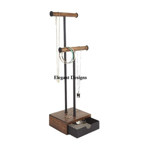 Support de bijoux à deux niveaux avec Base en bois, support décoratif fait à la main d'excellente qualité, arrivée fantaisie, vente en gros - Product Image 1