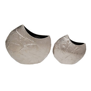 Ensemble de 2 vases à fleurs modernes en métal, finition nickel brut, jardinières décoratives d'intérieur à bas prix - Product Image 1