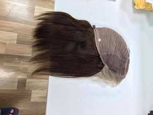 HUMAN HAIR EXTENSION Frontal brown straight Wig Human VIRGIN Remy Hair Transparent lace Wig High Quality at wholesale price - Product Image 3